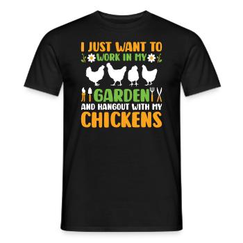 Travailler dans mon jardin et passer du temps avec mes poules - T-shirt homme - noir - Devant - AI Model Male 178 light (178cm)