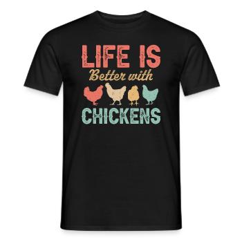 La vie est meilleure avec des poulets - T-shirt homme - noir - Devant - AI Model Male 178 light (178cm)
