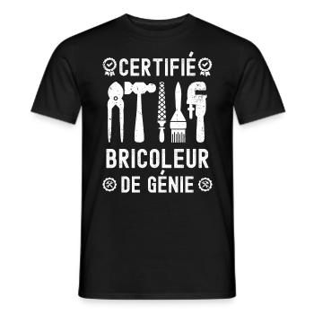 certifié bricoleur de génie bricolage 1 - T-shirt homme - noir - Devant - AI Model Male 178 light (178cm)