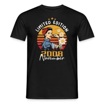 November Vintage 2008 Born Birthday Women - Men's T-Shirt - black - Front - AI Model Male 178 light (178cm)