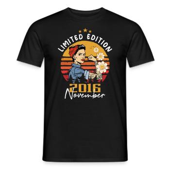 Novembre Millésime 2016 Né Anniversaire Femmes - T-shirt homme - noir - Devant - AI Model Male 178 light (178cm)