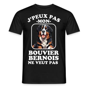 Chien de race bouvier bernois chien doux - T-shirt homme - noir - Devant - AI Model Male 178 light (178cm)
