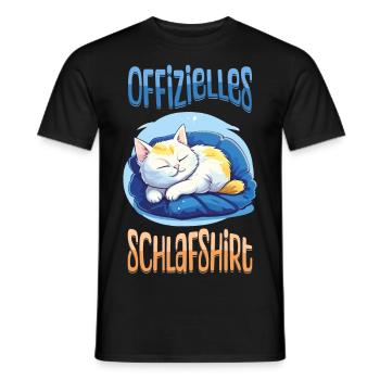 Official Sleep Shirt Cat Pajamas Cute Animal - Men's T-Shirt - black - Front - AI Model Male 178 light (178cm)