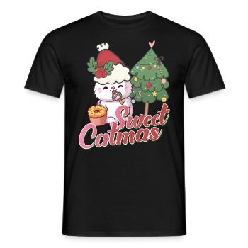 Sweet Catmas cat xmas Katze Weihnachten Nikolaus - Männer T-Shirt - Schwarz - Vorne - AI Model Male 178 light (178cm)