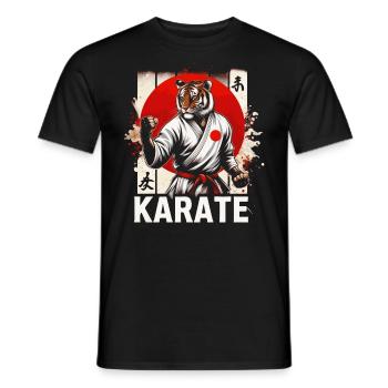 Karate Japanischer Tiger - Männer T-Shirt - Schwarz - Vorne - AI Model Male 178 light (178cm)