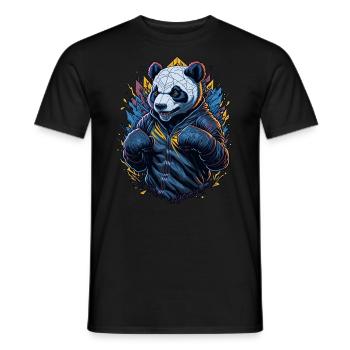 Boxen Panda - Männer T-Shirt - Schwarz - Vorne - AI Model Male 178 light (178cm)