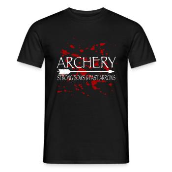 ARCHERY. STRONG BOWS AND FAST ARROWS - Men's T-Shirt - black - Front - AI Model Male 178 light (178cm)
