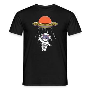 Cat Astronaut UFO Cat Lover Funny Alien - Men's T-Shirt - black - Front - AI Model Male 178 light (178cm)