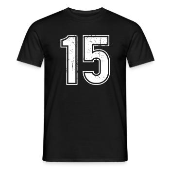 Maillot rétro 15 ans numéro 15 T-hirt numéro - T-shirt homme - noir - Devant - AI Model Male 178 light (178cm)