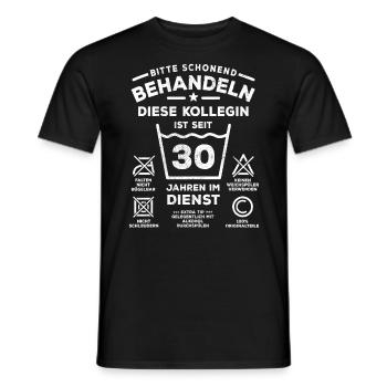 30 Jahre Dienst - Schonend behandeln - Kollegin - Männer T-Shirt - Schwarz - Vorne - AI Model Male 178 light (178cm)