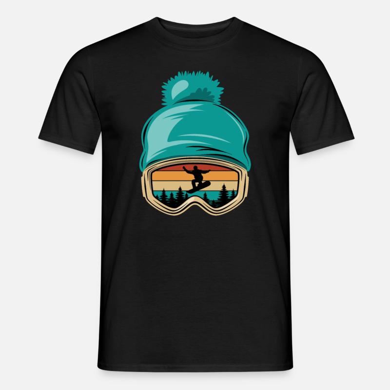 Snowboard, Halfpipe, Wintersport, Skibrille - Männer T-Shirt - Schwarz
