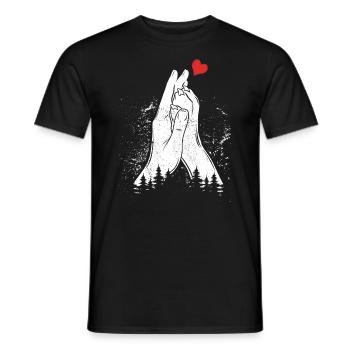 Heart + Hand + Dog Paw - High Five - Dog Fan - Men's T-Shirt - black - Front - AI Model Male 178 light (178cm)