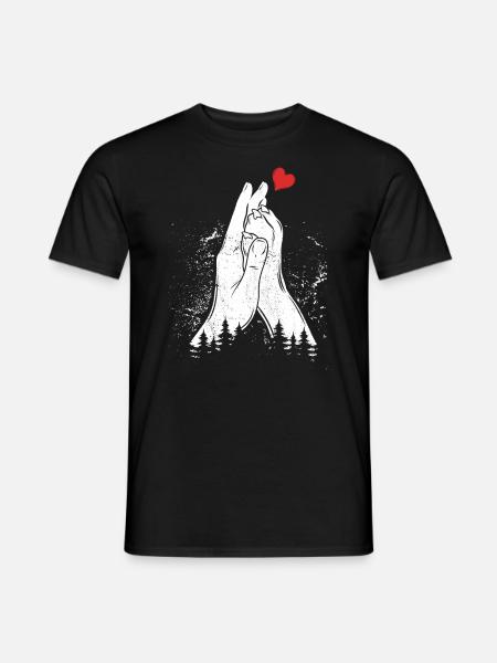 Herz + Hand + Hundepfote - High Five - Hunde Fan - Mænd T-shirt - sort