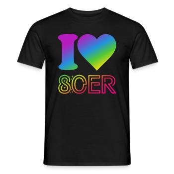 I Love 80er Jahre - bunter Regenbogen - Kostüm - Männer T-Shirt - Schwarz - Vorne - AI Model Male 178 light (178cm)