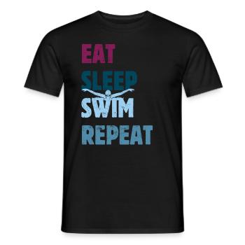 Eat Sleep Swim Repeat - Papillon - Dolphin Style - T-shirt homme - noir - Devant - AI Model Male 178 light (178cm)