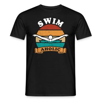 Swim Aholic - Schwimmen, Butterfly Stil, Kraulen - Männer T-Shirt - Schwarz - Vorne - AI Model Male 178 light (178cm)