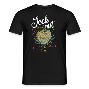 Jeck mit Herz - Fasching - Karneval - Verkleidung - Männer T-Shirt - Schwarz - Vorne - AI Model Male 178 light (178cm)