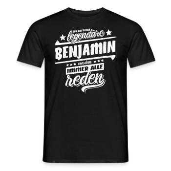 Dieser legendäre Benjamin von dem alle reden - Männer T-Shirt - Schwarz - Vorne - AI Model Male 178 light (178cm)