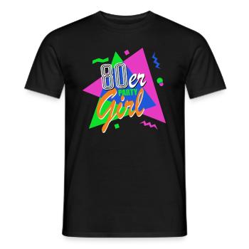 80s Party Girl - 80s - Colorful + Crazy - Men's T-Shirt - black - Front - AI Model Male 178 light (178cm)