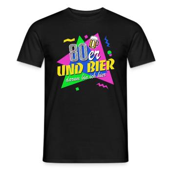 80er und Bier darum bin ich hier - 80er Jahre - Männer T-Shirt - Schwarz - Vorne - AI Model Male 178 light (178cm)