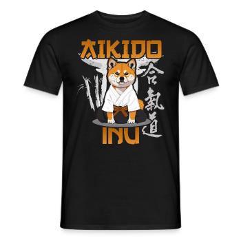 aikido inu akita inu funny aikido japanese mma - Men's T-Shirt - black - Front - AI Model Male 178 light (178cm)