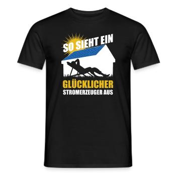 So sieht ein glücklicher Stromerzeuger aus - Solar - Männer T-Shirt - Schwarz - Vorne - AI Model Male 178 light (178cm)