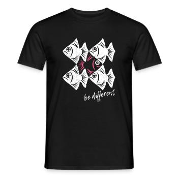 Soyez différent - Poissons - nager à contre-courant - T-shirt homme - noir - Devant - AI Model Male 178 light (178cm)