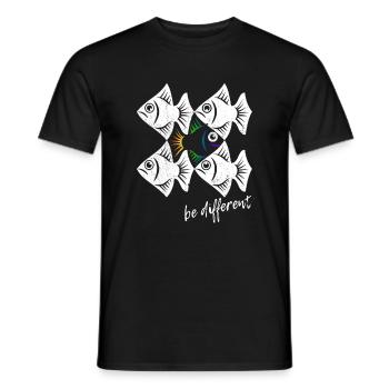 Soyez différent - Poissons - nager à contre-courant - T-shirt homme - noir - Devant - AI Model Male 178 light (178cm)