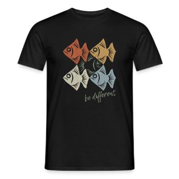 Soyez différent - Poissons - nager à contre-courant - T-shirt homme - noir - Devant - AI Model Male 178 light (178cm)