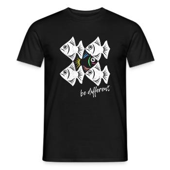 Be different - Fische - gegen den Strom schwimmen - Männer T-Shirt - Schwarz - Vorne - AI Model Male 178 light (178cm)