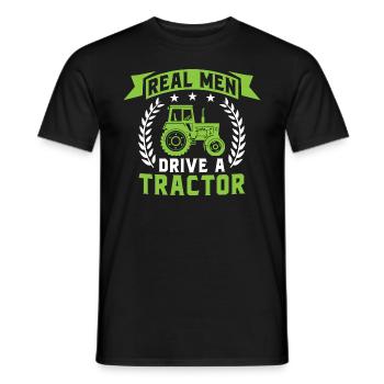 real men drive a tractor gift for farmer - Men's T-Shirt - black - Front - AI Model Male 178 light (178cm)