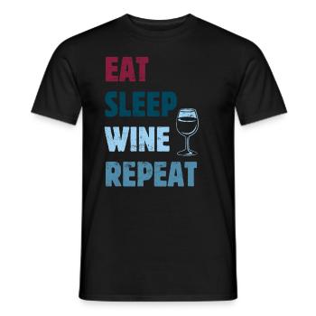 Eat Sleep Wine Repeat - Wine Saying - Men's T-Shirt - black - Front - AI Model Male 178 light (178cm)