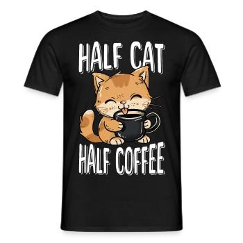 Cat Coffee Cat Lover Coffee Lover - Men's T-Shirt - black - Front - AI Model Male 178 light (178cm)