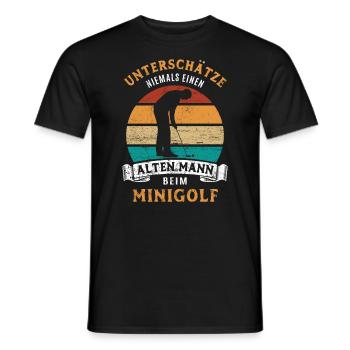 Unterschätze nie einen alten Mann beim Minigolf - Männer T-Shirt - Schwarz - Vorne - AI Model Male 178 light (178cm)