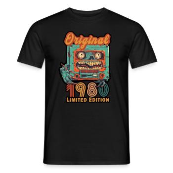 Original 1980's Limited Edition Cassette Vintage - Men's T-Shirt - black - Front - AI Model Male 178 light (178cm)