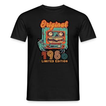 Édition limitée originale 1986 cassette anniversaire - T-shirt homme - noir - Devant - AI Model Male 178 light (178cm)