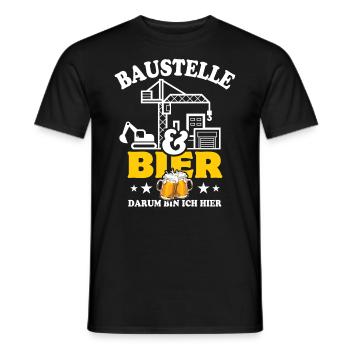 Baustelle & Bier darum bin ich hier - Bauarbeiter - Männer T-Shirt - Schwarz - Vorne - AI Model Male 178 light (178cm)