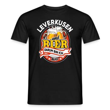 Leverkusen & Bier darum bin ich hier - Spruch - Männer T-Shirt - Schwarz - Vorne - AI Model Male 178 light (178cm)