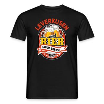 Leverkusen & Bier darum bin ich hier - Spruch - Männer T-Shirt - Schwarz - Vorne - AI Model Male 178 light (178cm)