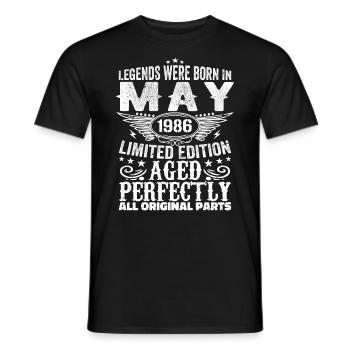 Mai 1986 Cadeau d’anniversaire Mai 1986 Mai - T-shirt homme - noir - Devant - AI Model Male 178 light (178cm)
