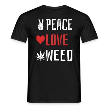 Peace Love Weed - Heart - Men's T-Shirt - black - Front - AI Model Male 178 light (178cm)