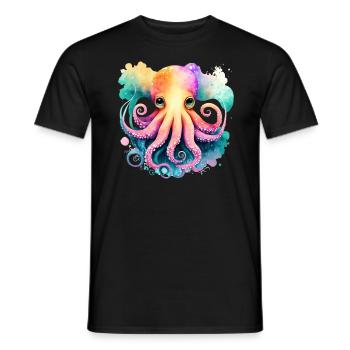 Underwater World Baby Octopus Fish in Watercolor - Männer T-Shirt - Schwarz - Vorne - AI Model Male 178 light (178cm)