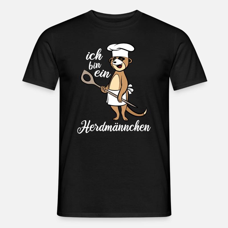 Ich bin ein Herdmännchen - Erdmännchen Kochlöffel - Männer T-Shirt - Schwarz