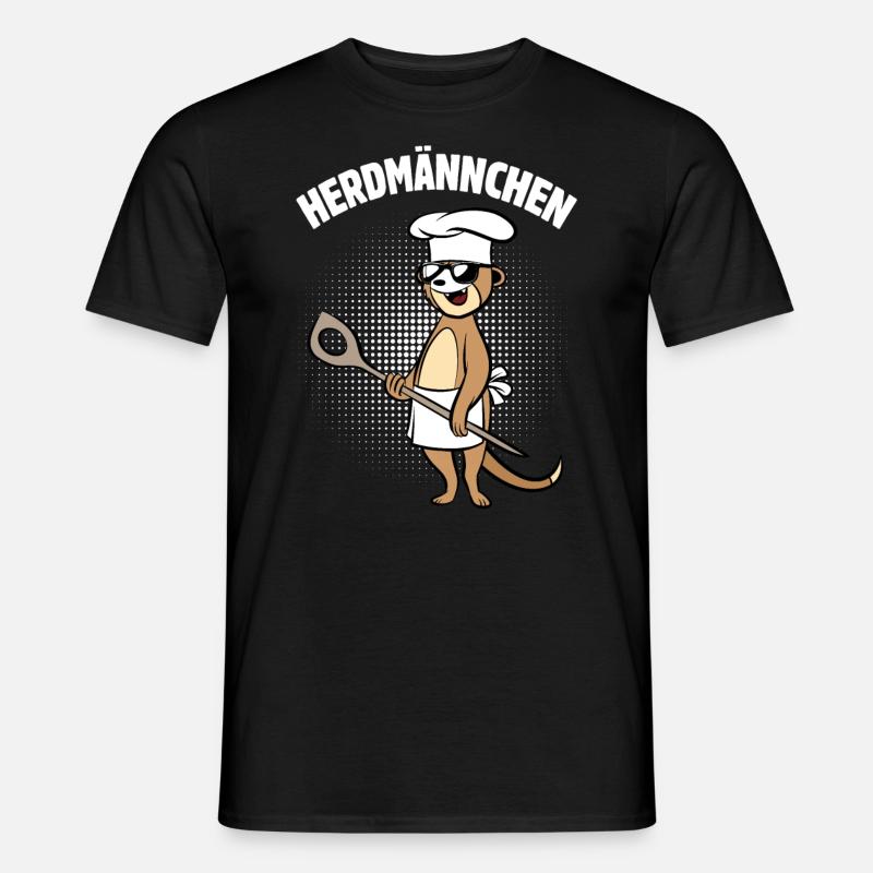 Herdmännchen - Erdmännchen mit Kochlöffel - Männer T-Shirt - Schwarz