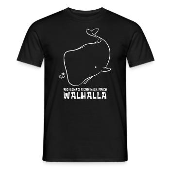 Wo geht's denn hier nach Walhalla - Wal - Spruch - Männer T-Shirt - Schwarz - Vorne - AI Model Male 178 light (178cm)