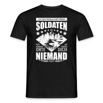 Leg dich niemals mit einem Soldaten an - Spruch - Männer T-Shirt - Schwarz - Vorne - AI Model Male 178 light (178cm)