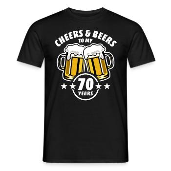 Cheers & Beers to my 70 years - 70th birthday - Men's T-Shirt - black - Front - AI Model Male 178 light (178cm)