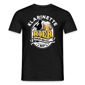 Klarinette & Bier - darum bin ich hier - Musiker - Männer T-Shirt - Schwarz - Vorne - AI Model Male 178 light (178cm)