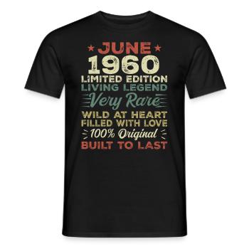 June 1960 Birthday June 1960 Gift June 1960 - Men's T-Shirt - black - Front - AI Model Male 178 light (178cm)