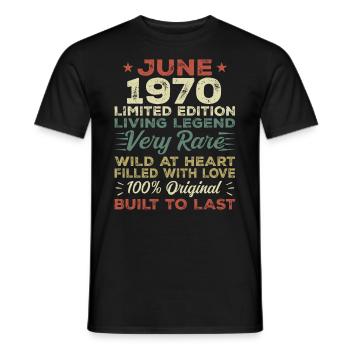 Juin 1970 Anniversaire Juin 1970 Cadeau Juin 1970 - T-shirt homme - noir - Devant - AI Model Male 178 light (178cm)